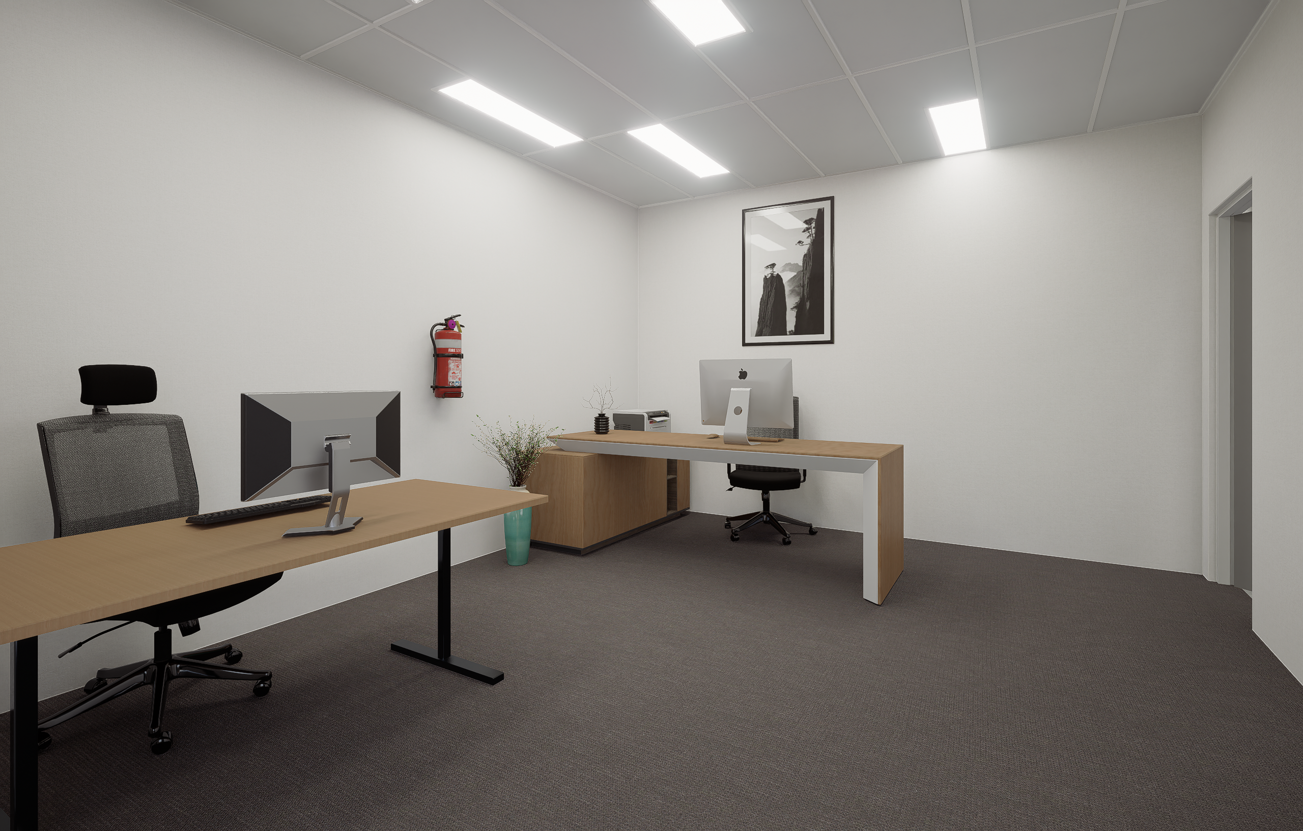 Private air-conditioned office inside flex unit at Rockwall FlexSpace Center, Rockwall TX